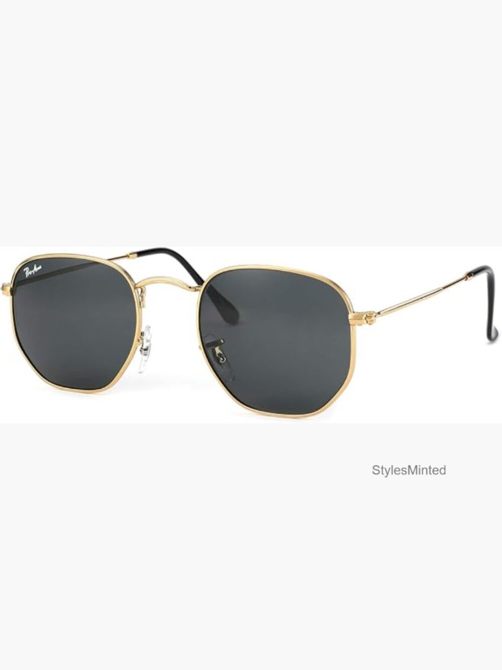 Hexagonal Metal Frame Sunglasses with 100% Real Glass Lenses